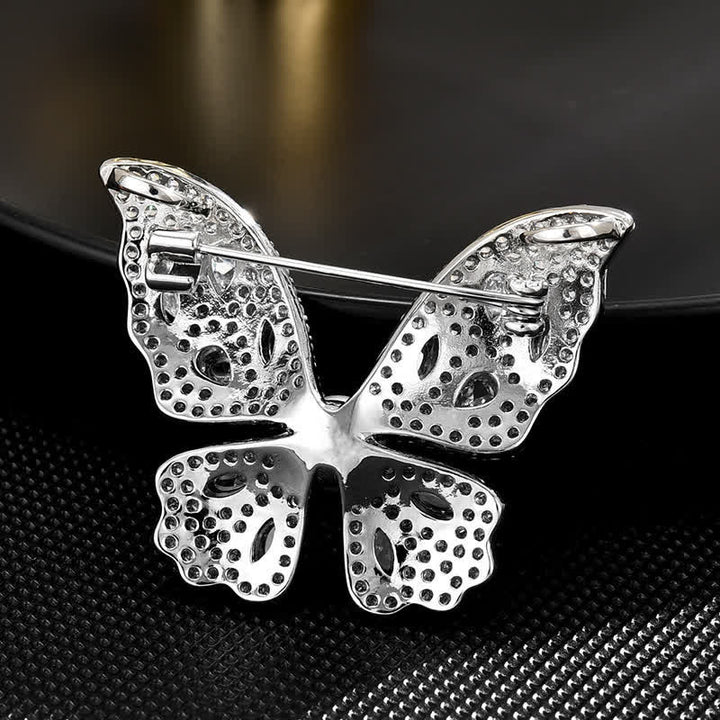 Women's Sparkling Zircon Pearl Butterfly Brooch - image 3