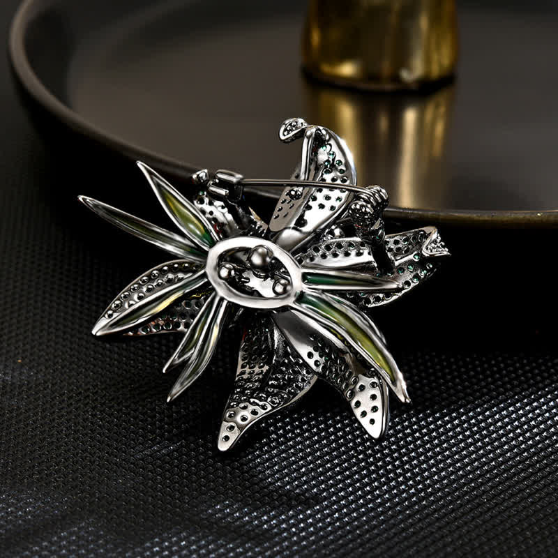 Women's Dark Green Lily Crystal Zircons Inlaid Brooch - image 3