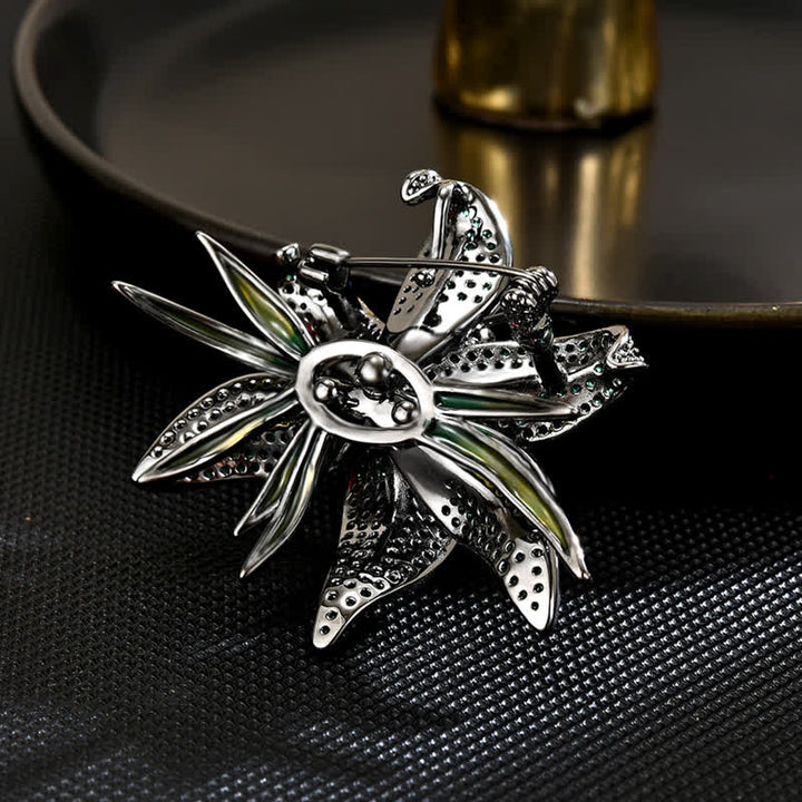 Women's Dark Green Lily Crystal Zircons Inlaid Brooch - image 3