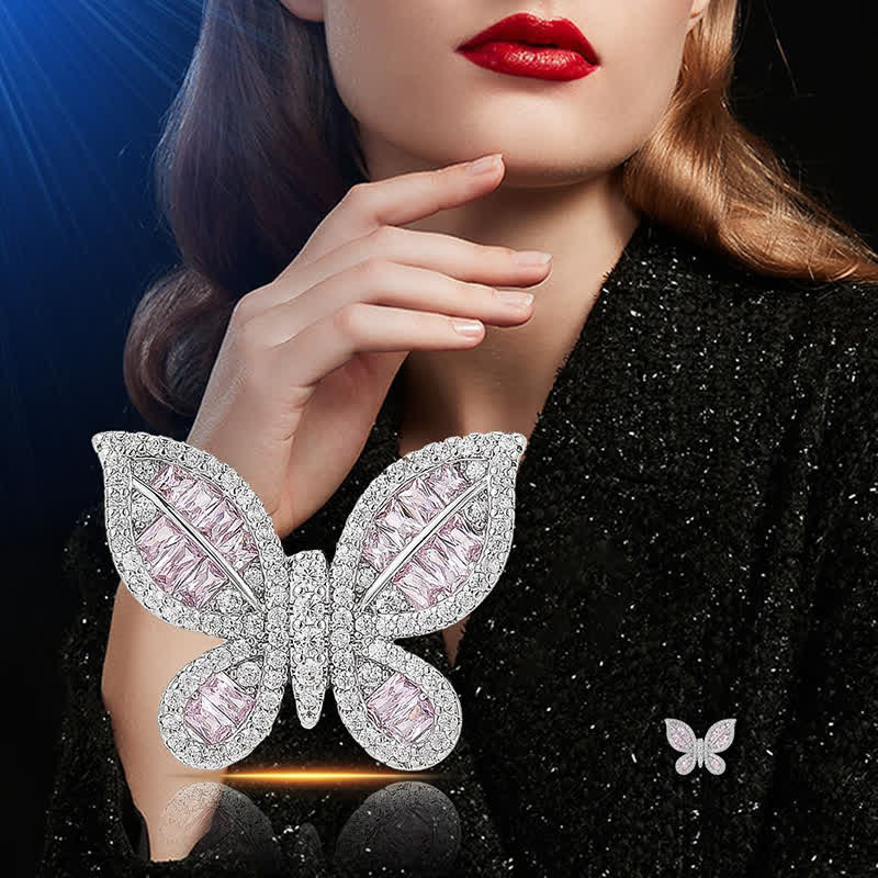 Women's Sweet Ice Pink Butterfly Style Magnetic Brooch - image 1