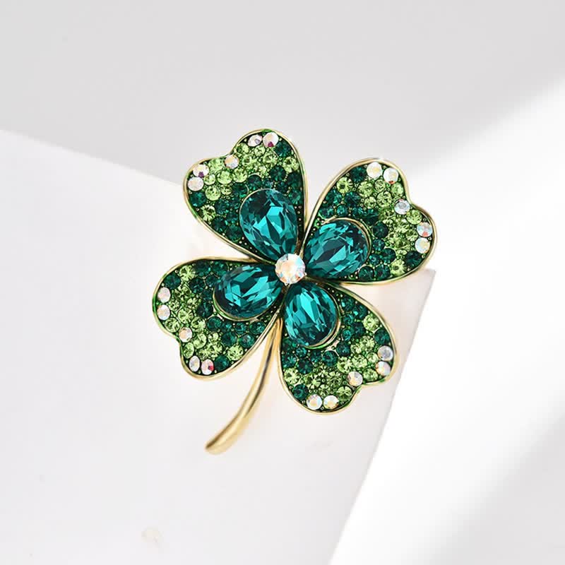 Women's Green Lucky Four Leaf Clover Brooch - image 4