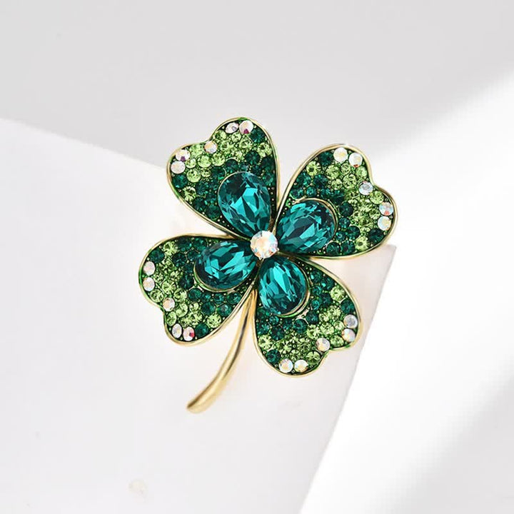 Women's Green Lucky Four Leaf Clover Brooch - image 4