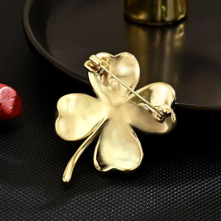 Women's Green Lucky Four Leaf Clover Brooch - image 3