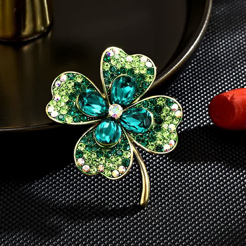 Women's Green Lucky Four Leaf Clover Brooch - Green - image 0