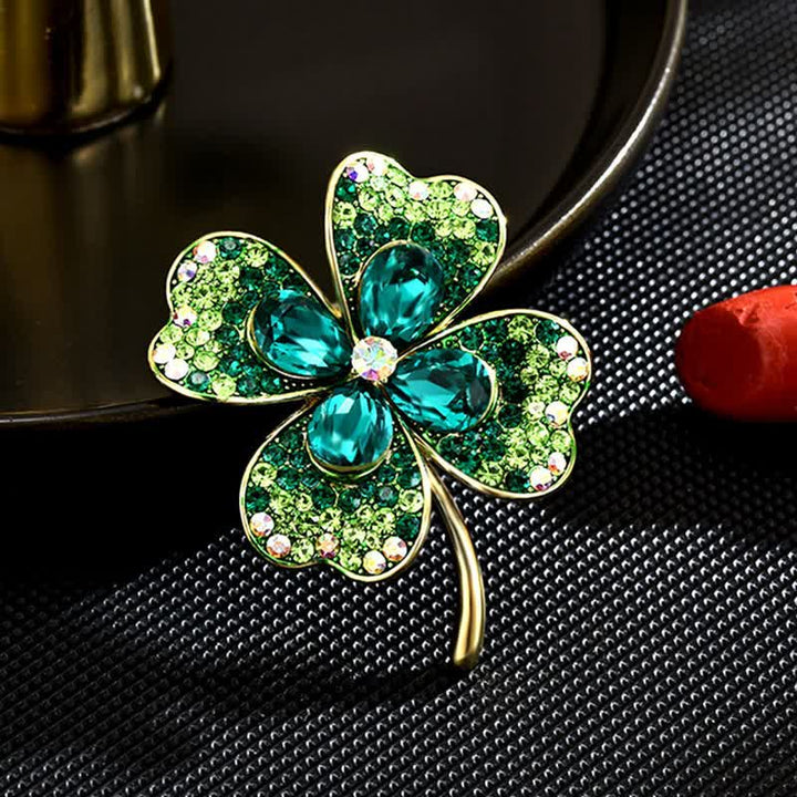 Women's Green Lucky Four Leaf Clover Brooch - Green - image 0