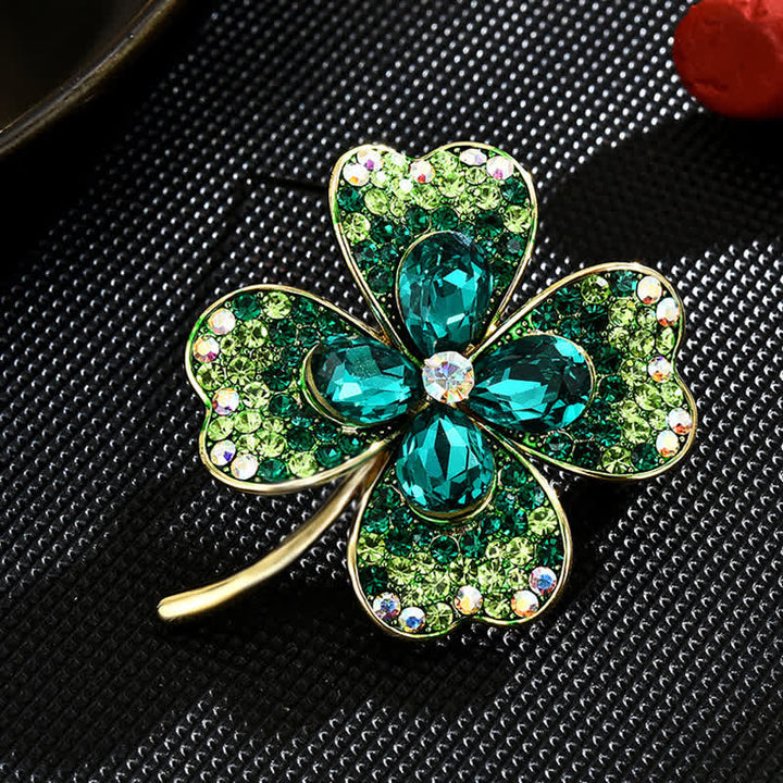 Women's Green Lucky Four Leaf Clover Brooch - image 2