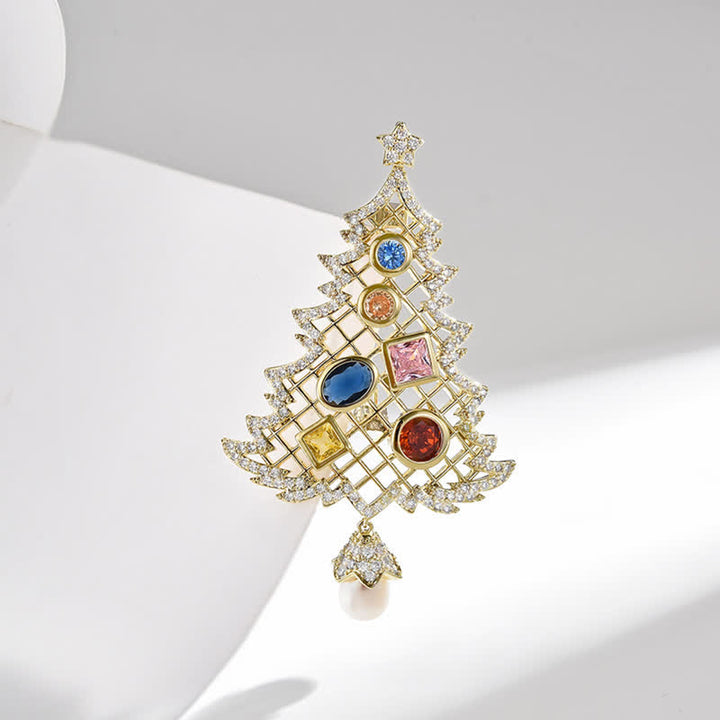 Women's Cubic Zirconia Multicolor Christmas Tree Brooch - image 4