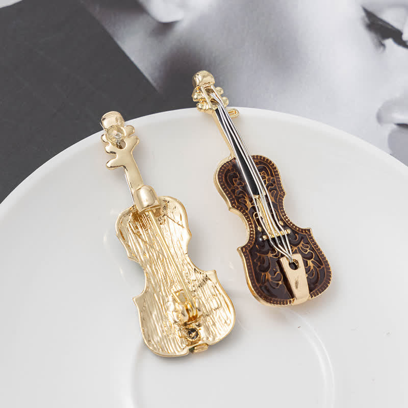 Women's Creative Musical Violin Enamel Brooch - image 1
