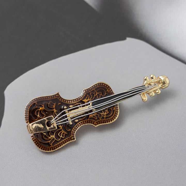 Women's Creative Musical Violin Enamel Brooch - Brown - image 0