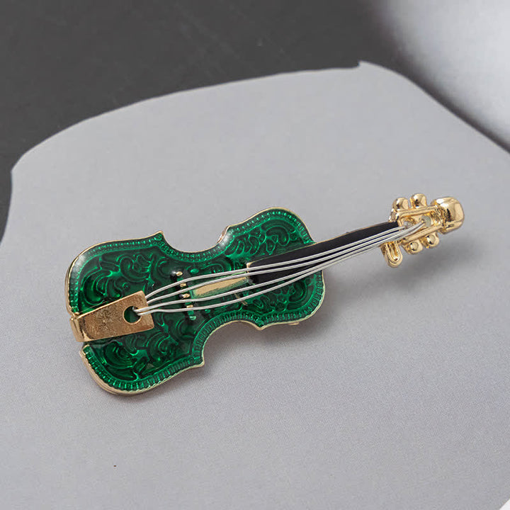 Women's Creative Musical Violin Enamel Brooch - Green - image 2