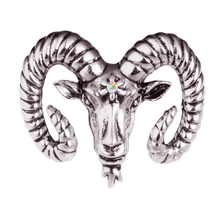 Men's Rams Head Animal Accessories Brooch - Silver - image 3