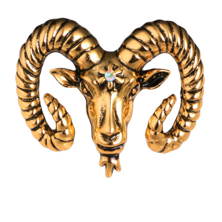 Men's Rams Head Animal Accessories Brooch - Gold - image 5