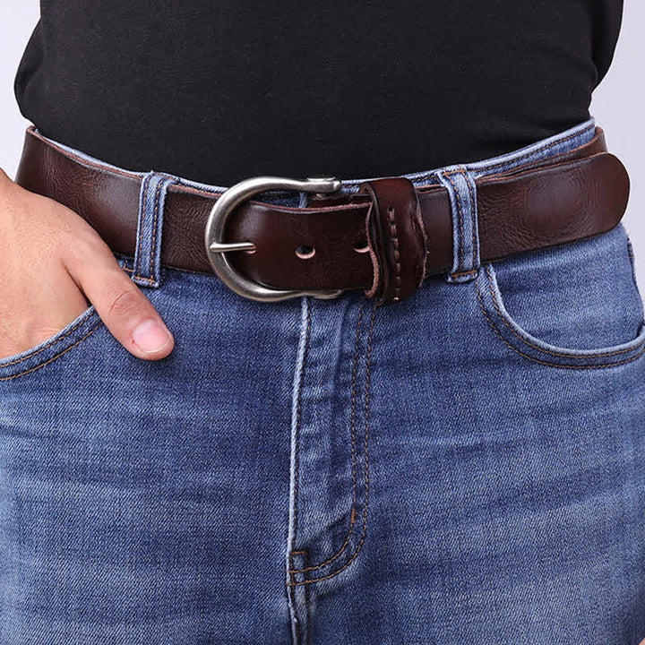 Versatile Fashion Simple Distressed Leather Belt - image 0