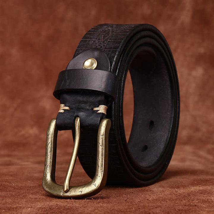 Western Carved Embossed Pattern Thicken Leather Belt - image 7