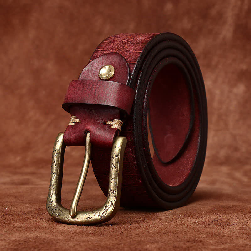 Western Carved Embossed Pattern Thicken Leather Belt - image 13