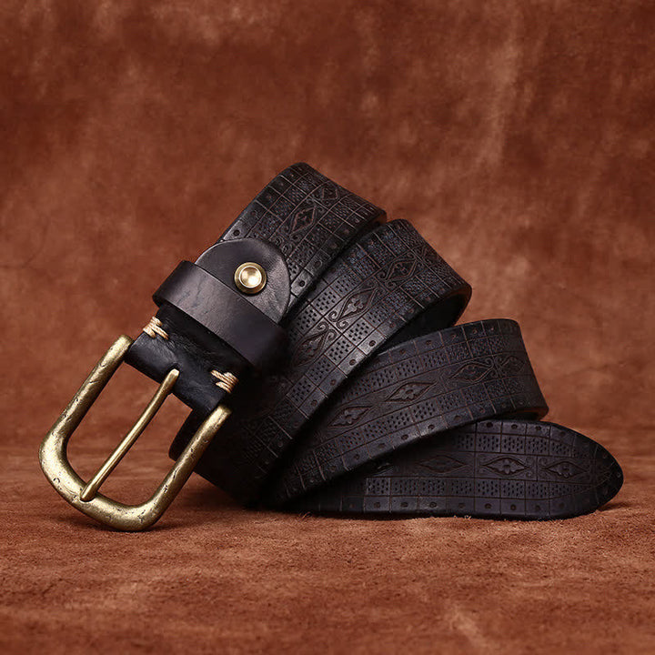 Western Carved Embossed Pattern Thicken Leather Belt - image 6