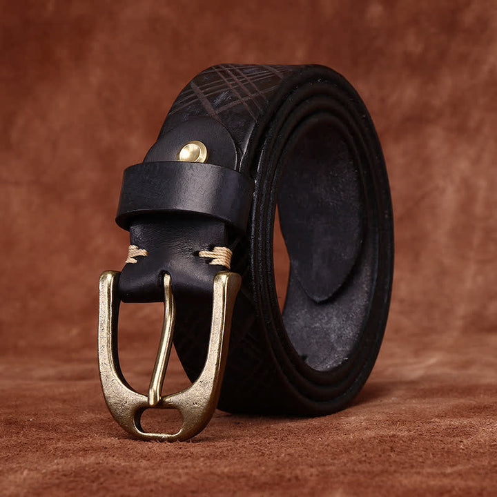 Personalized Diamond Embossed Thicken Leather Belt - image 7
