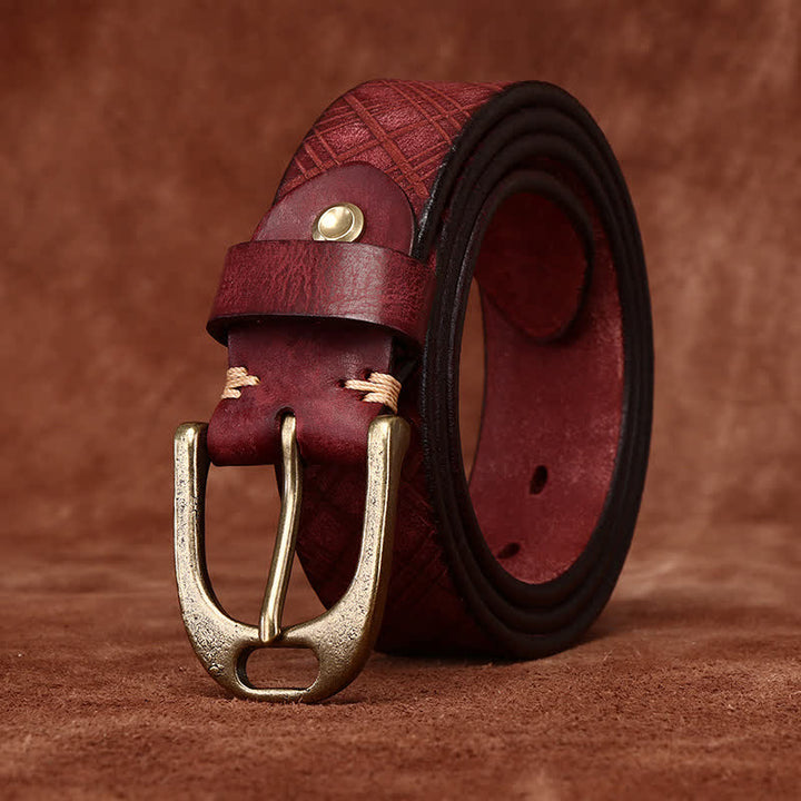 Personalized Diamond Embossed Thicken Leather Belt - image 13
