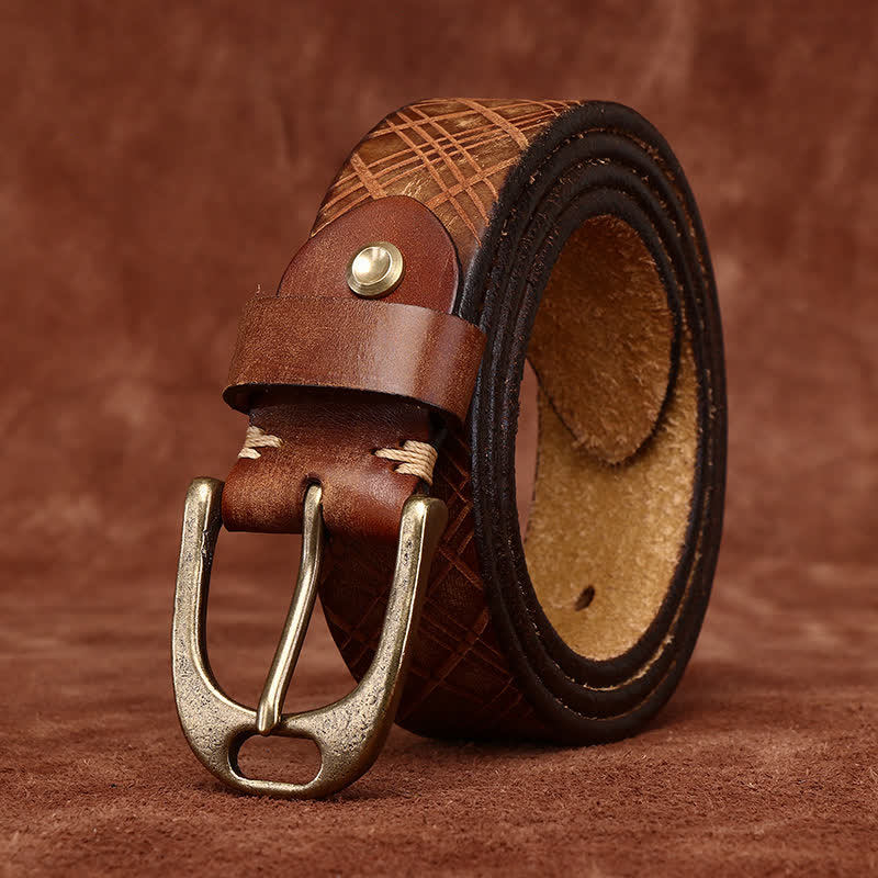Personalized Diamond Embossed Thicken Leather Belt - image 4