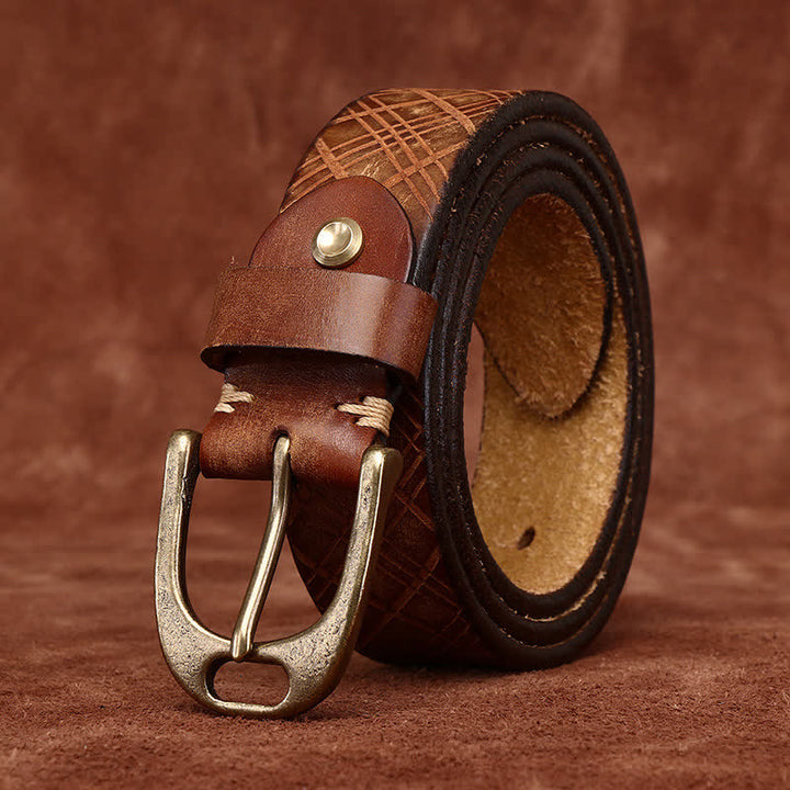 Personalized Diamond Embossed Thicken Leather Belt - image 4
