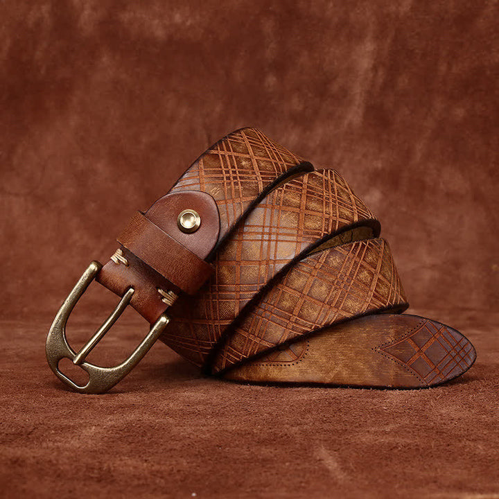 Personalized Diamond Embossed Thicken Leather Belt - image 3