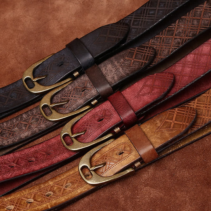 Personalized Diamond Embossed Thicken Leather Belt - image 1