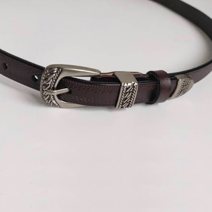 Women's Casual Decorative Carved Buckle Leather Belt - image 2