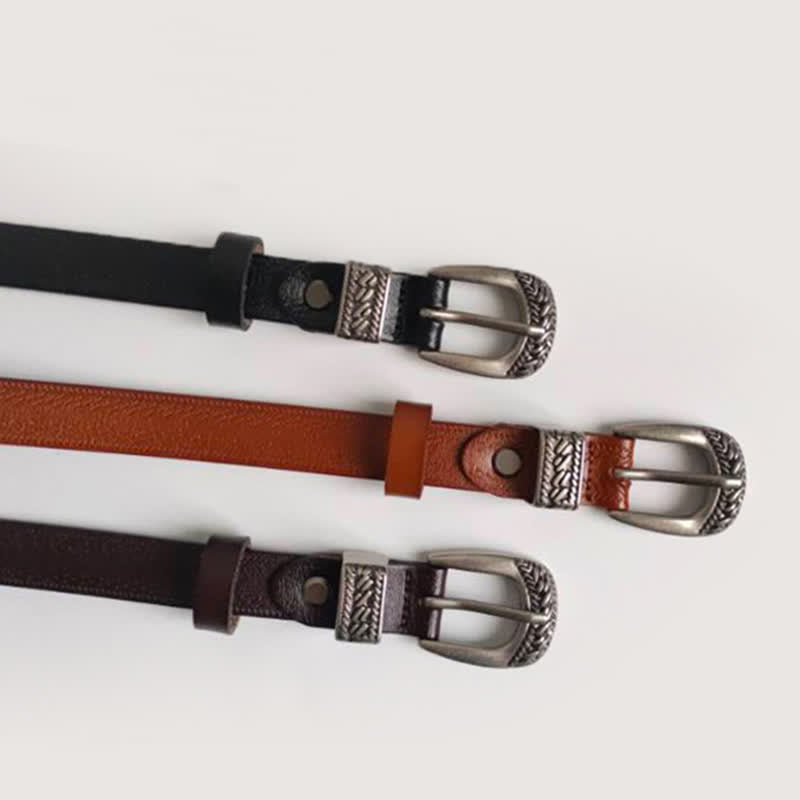 Women's Casual Decorative Carved Buckle Leather Belt - image 1