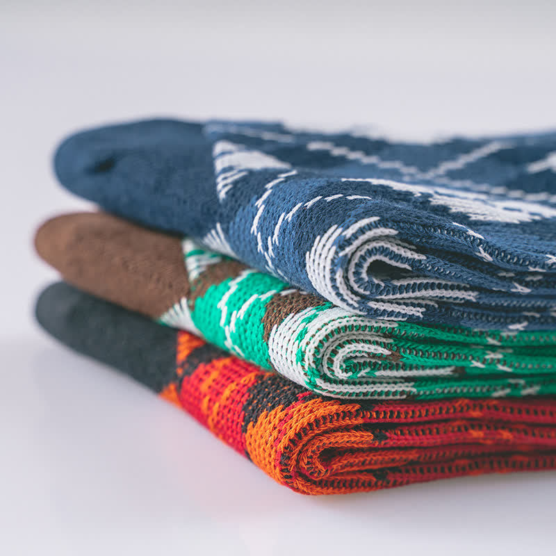 Novelty Plaid Patterned Cozy Cotton Crew Socks - image 7
