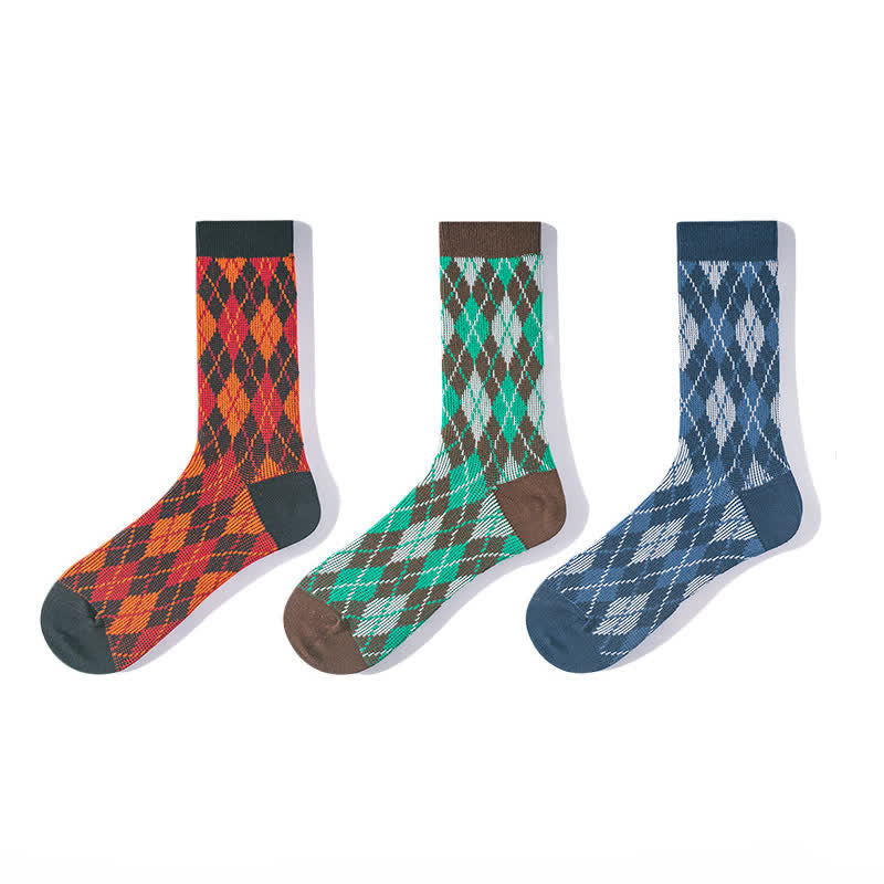 Novelty Plaid Patterned Cozy Cotton Crew Socks - image 1