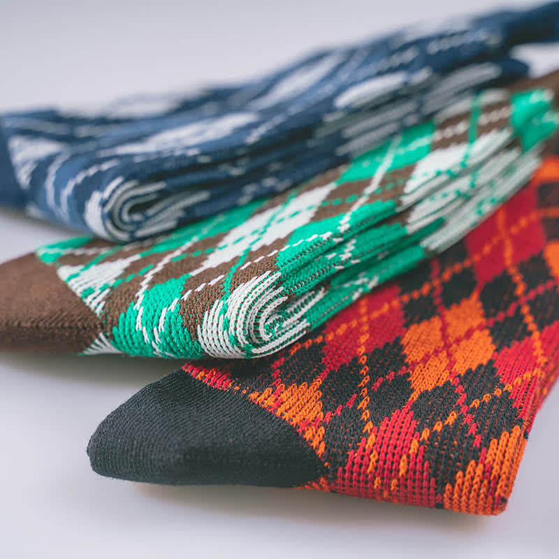 Novelty Plaid Patterned Cozy Cotton Crew Socks - image 6