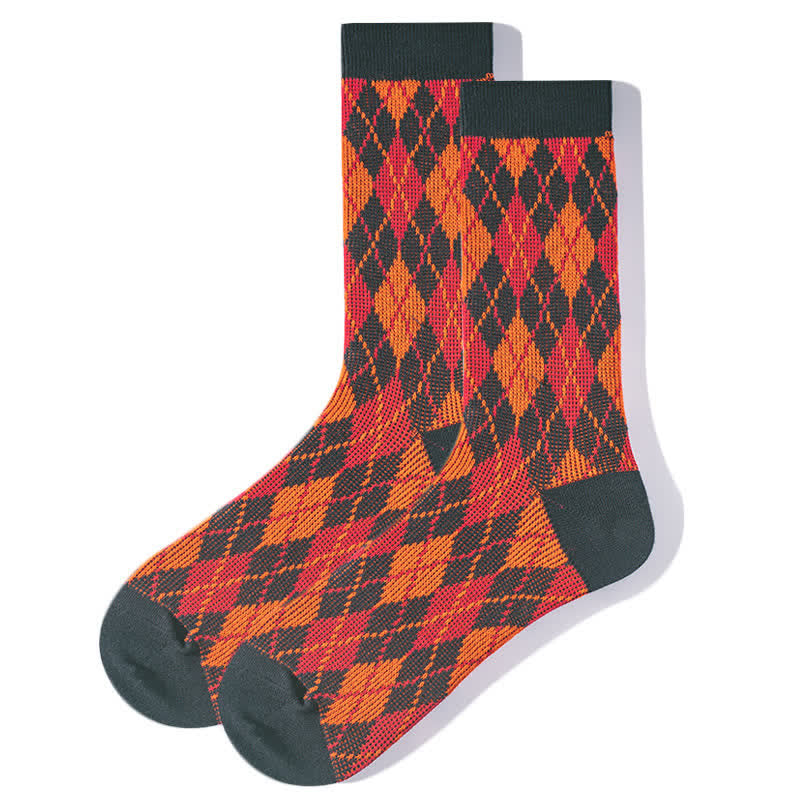 Novelty Plaid Patterned Cozy Cotton Crew Socks - Red - 6 Pairs - One Size (US 6.5 - US 10) - image 10