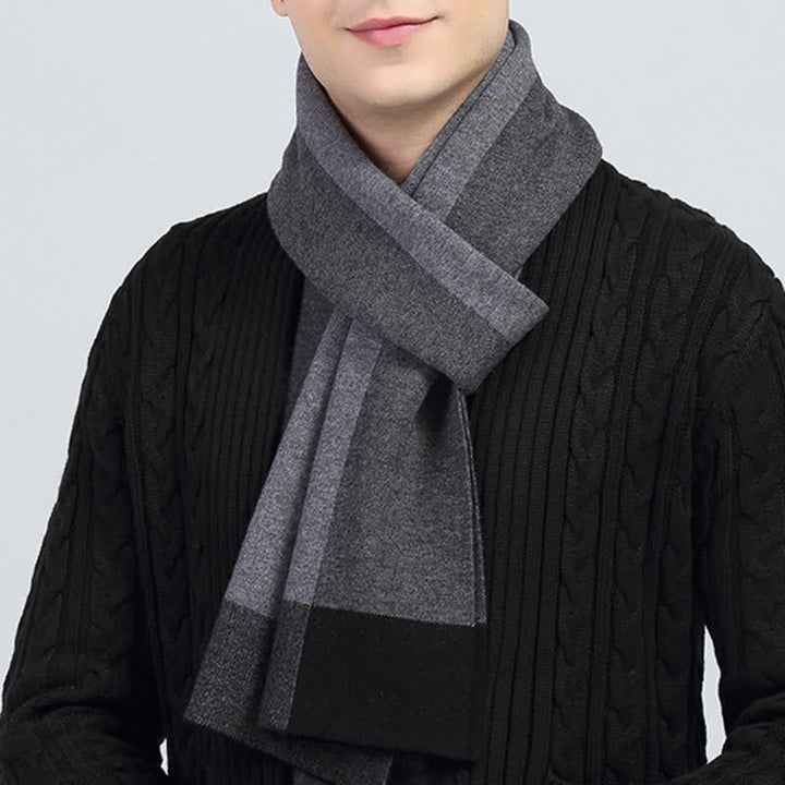 Men's Plaid Checked Contrast Color Block Wool Scarf - image 7