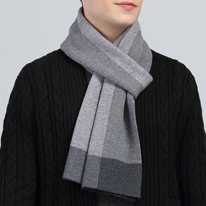 Men's Plaid Checked Contrast Color Block Wool Scarf - image 9