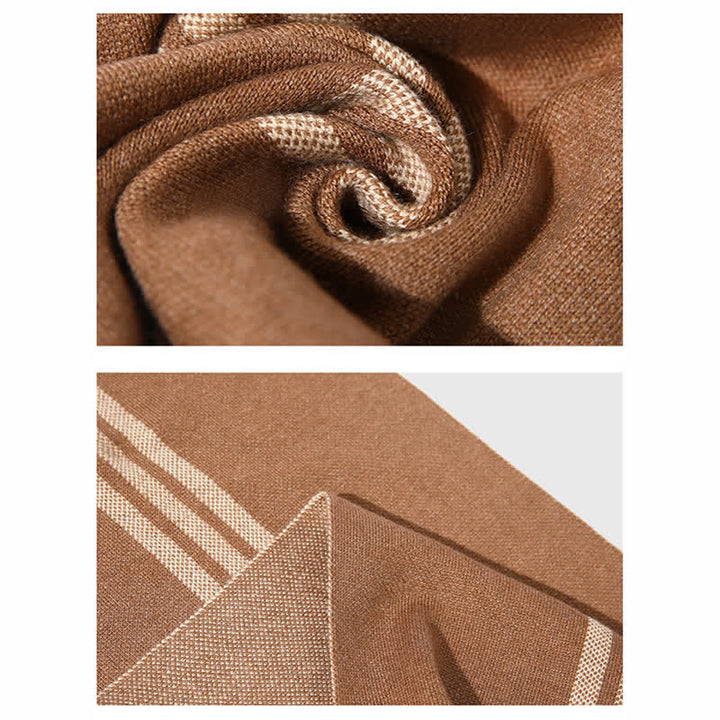 Men's Simple Striped & Plaid Patterned Wool Scarf - image 9