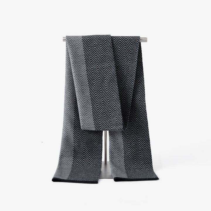 Men's Luxurious Herringbone Cozy Soft Wool Scarf - Gray - image 11