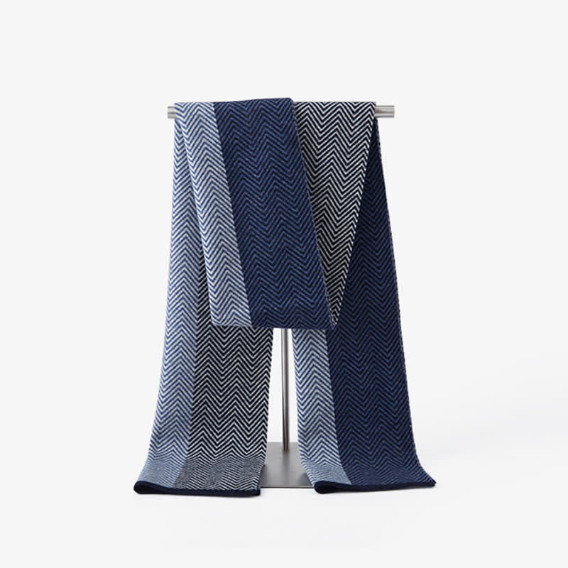 Men's Luxurious Herringbone Cozy Soft Wool Scarf - Blue & Gray - image 1