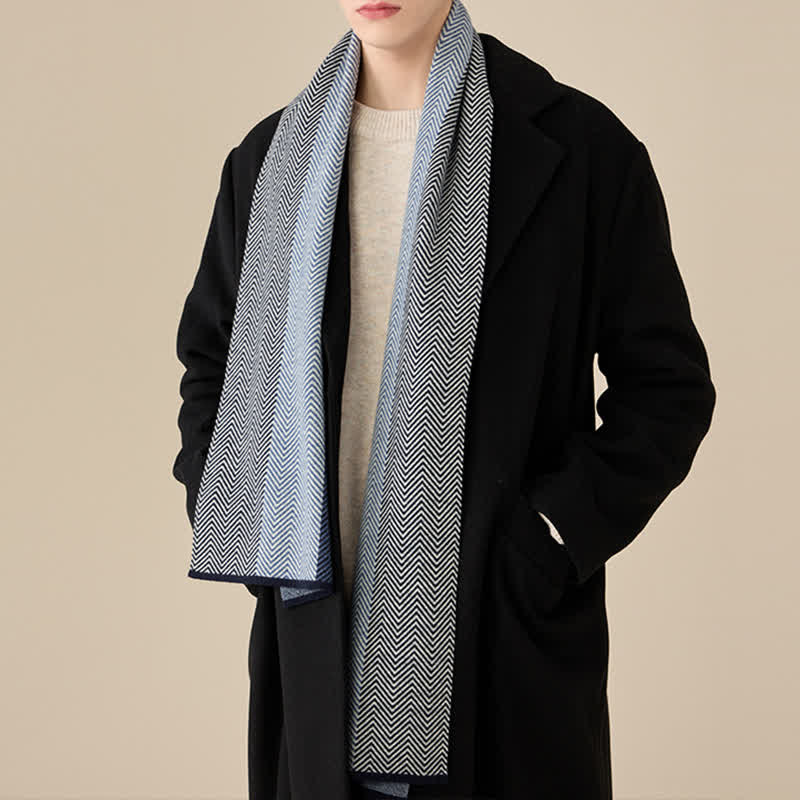 Men's Luxurious Herringbone Cozy Soft Wool Scarf - image 0
