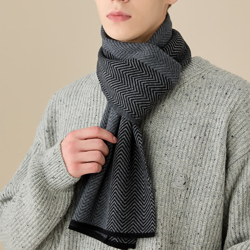 Men's Luxurious Herringbone Cozy Soft Wool Scarf - image 9