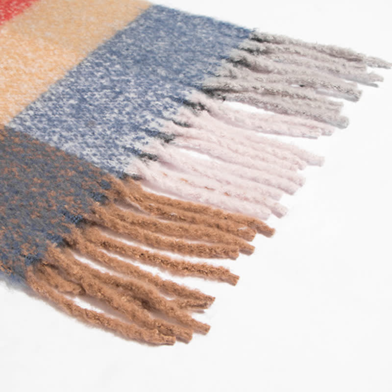 Unisex Oversized Color Block Tassels Roving Scarf - image 6