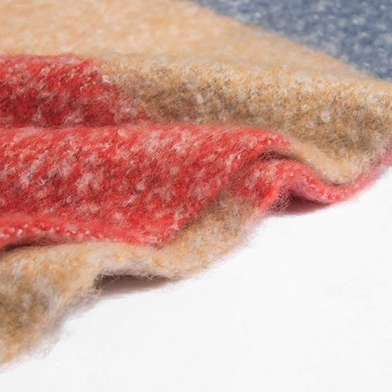 Unisex Oversized Color Block Tassels Roving Scarf - image 5