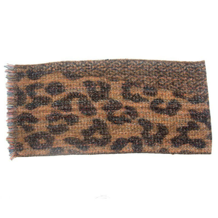 Unisex Pretty Leopard Print Short Fringe Scarf - image 5