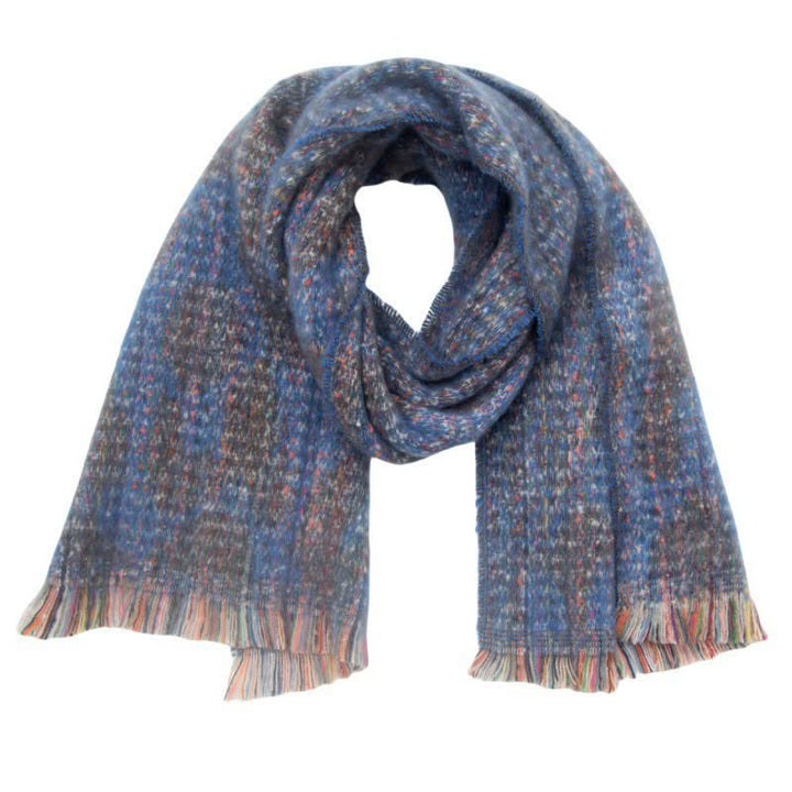 Unisex Pretty Leopard Print Short Fringe Scarf - Dark Blue - image 10
