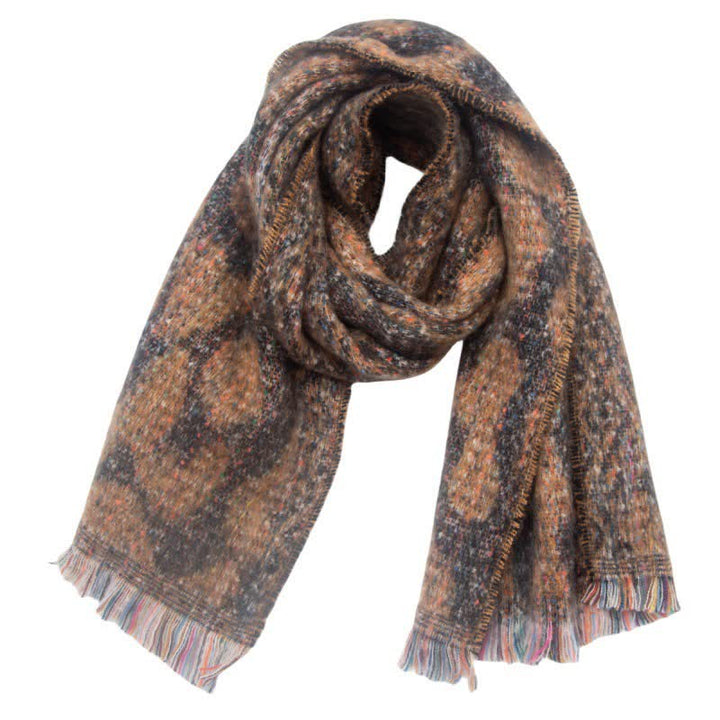 Unisex Pretty Leopard Print Short Fringe Scarf - Sienna - image 1