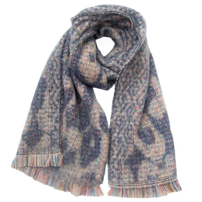 Unisex Pretty Leopard Print Short Fringe Scarf - Light Blue - image 16