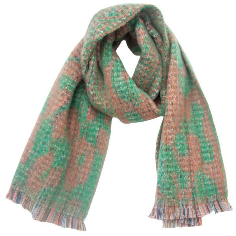 Unisex Pretty Leopard Print Short Fringe Scarf - Green - image 20