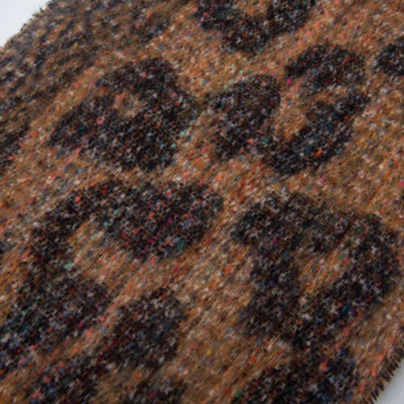 Unisex Pretty Leopard Print Short Fringe Scarf - image 7