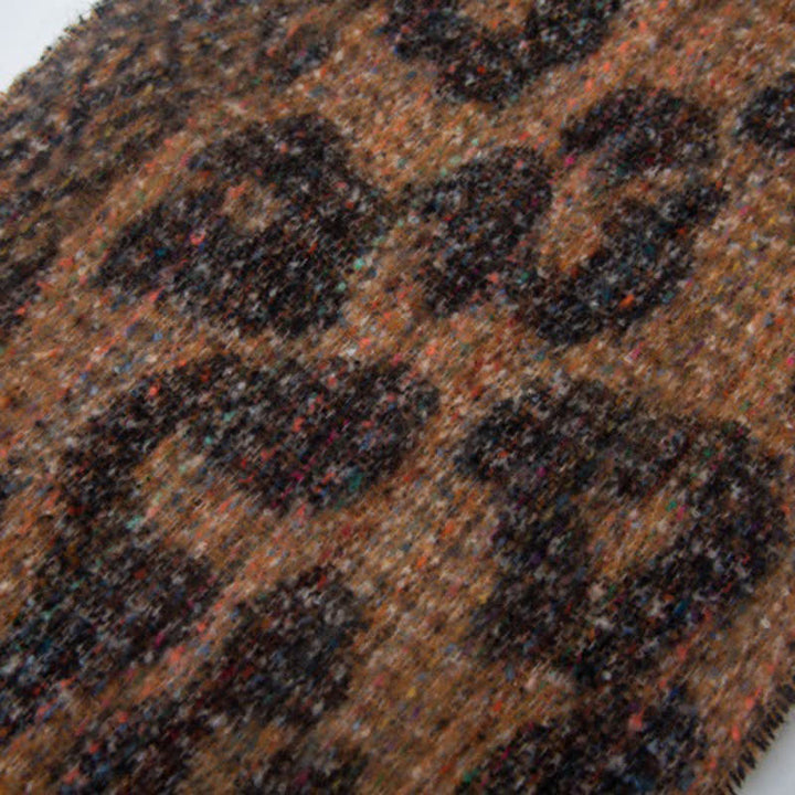 Unisex Pretty Leopard Print Short Fringe Scarf - image 7