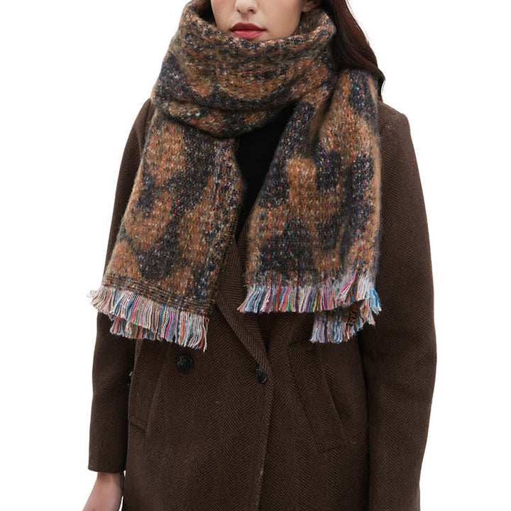 Unisex Pretty Leopard Print Short Fringe Scarf - image 2