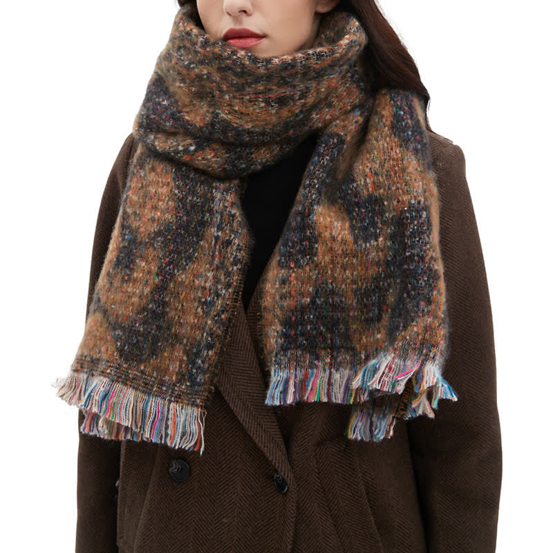 Unisex Pretty Leopard Print Short Fringe Scarf - image 0